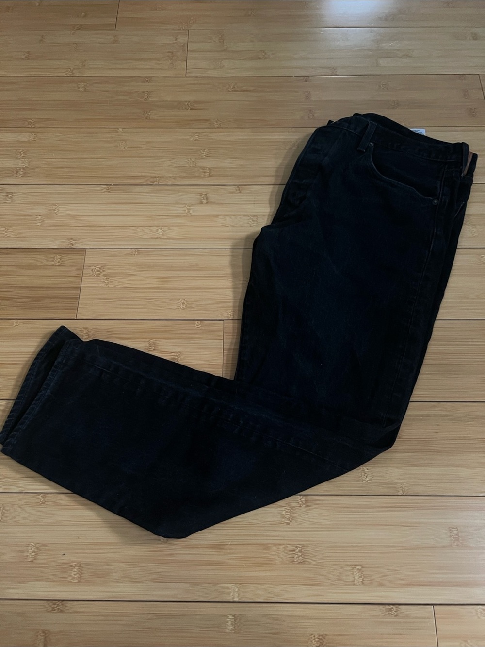 Levi's 501 ST Black Jeans Mens 38x32 Straight Leg Stretch Denim Button Big E